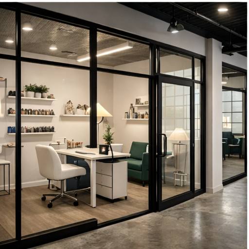 Suite with glass partition and styling chair
